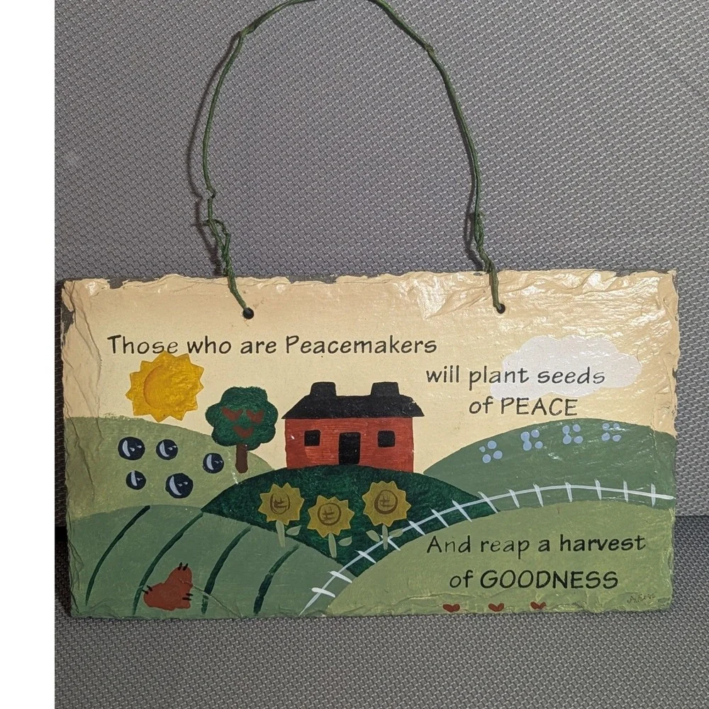 Plain Jane Handcrafted Slate Wall Art  Peacemakers Landscape Country